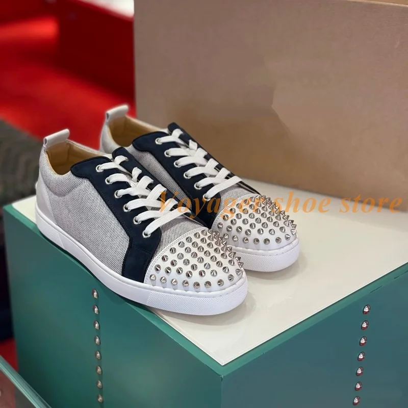 Men's Woven Patchwork Toe Sliver Rivet Decor Canvas Shoes Colorblock Fashion Round Toe Lace Up Flat Daily Casual Sneakers
Men's Woven Patchwork Toe Sliver Rivet Decor Canvas Shoes Colorblock Fashion Round Toe Lace Up Flat Daily Casual Sneakers