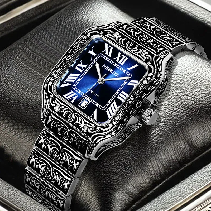 Мужские черно-синие часы в повседневном стиле с креативным календарем, квадратные, полностью автоматические, механические.
Мужские черно-синие часы в повседневном стиле с креативным календарем, квадратные, полностью автоматические, механические.