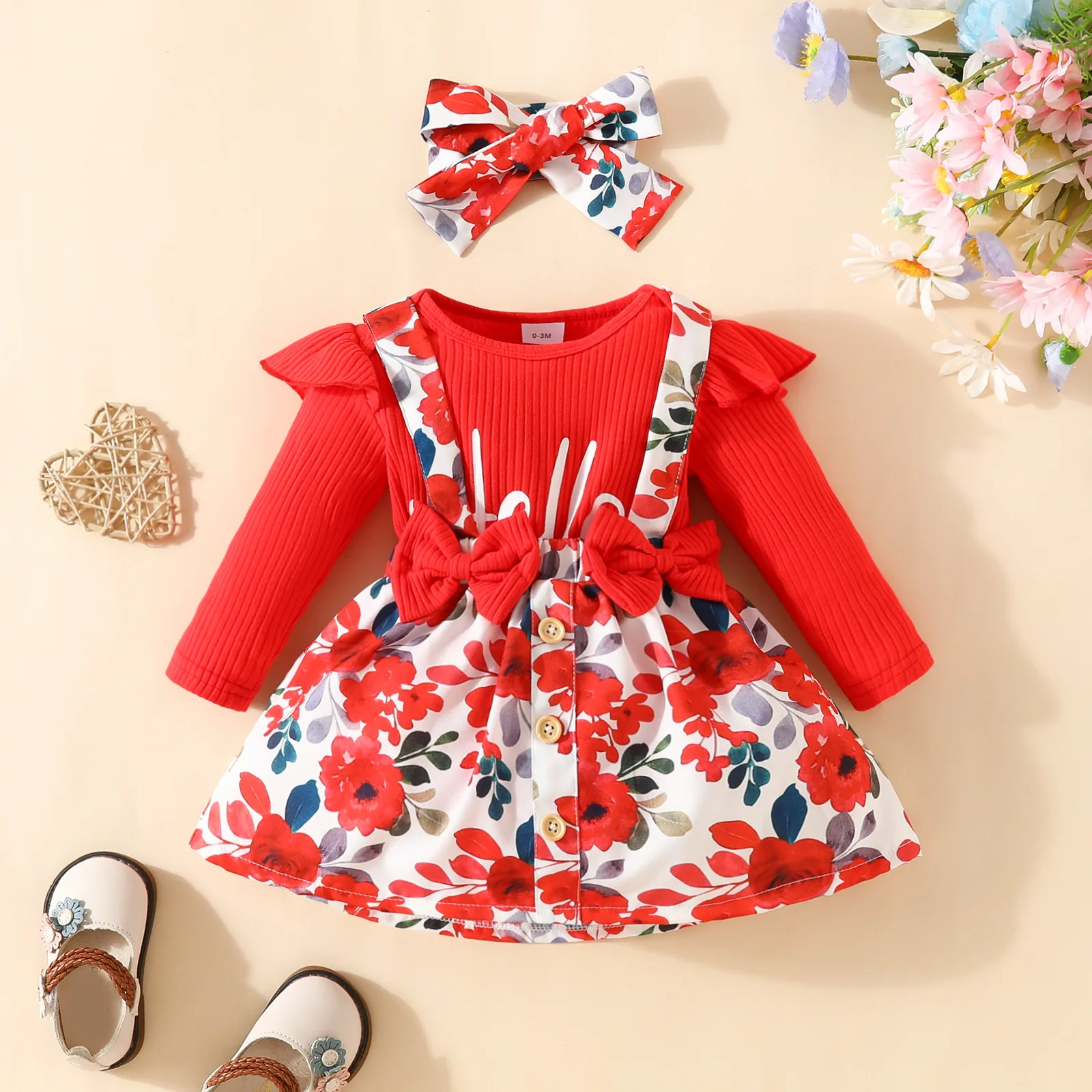 3pcs Baby Girl Clothes Outfit Cute Letter Printing Long Sleeves Bodysuit +Flower Print Suspender Dress Sets with Headband Set
3pcs Baby Girl Clothes Outfit Cute Letter Printing Long Sleeves Bodysuit +Flower Print Suspender Dress Sets with Headband Set