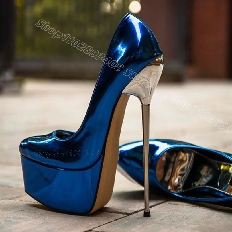 Blue Platform Patent Leather Pumps Round Toe Thin High Heels British Style Women New Fashion Sexy Shoes 2024 Zapatos Para Mujere
Blue Platform Patent Leather Pumps Round Toe Thin High Heels British Style Women New Fashion Sexy Shoes 2024 Zapatos Para Mujere