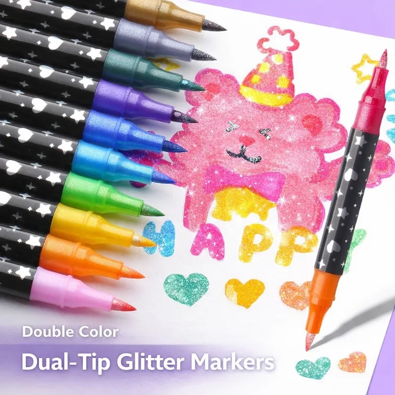 Dual-Tip Glitter Gel Pens with Soft Brush, Acrylic Marker Set for Art Drawing, Glow-in-the-Dark Fluorescent Highlighter
Dual-Tip Glitter Gel Pens with Soft Brush, Acrylic Marker Set for Art Drawing, Glow-in-the-Dark Fluorescent Highlighter