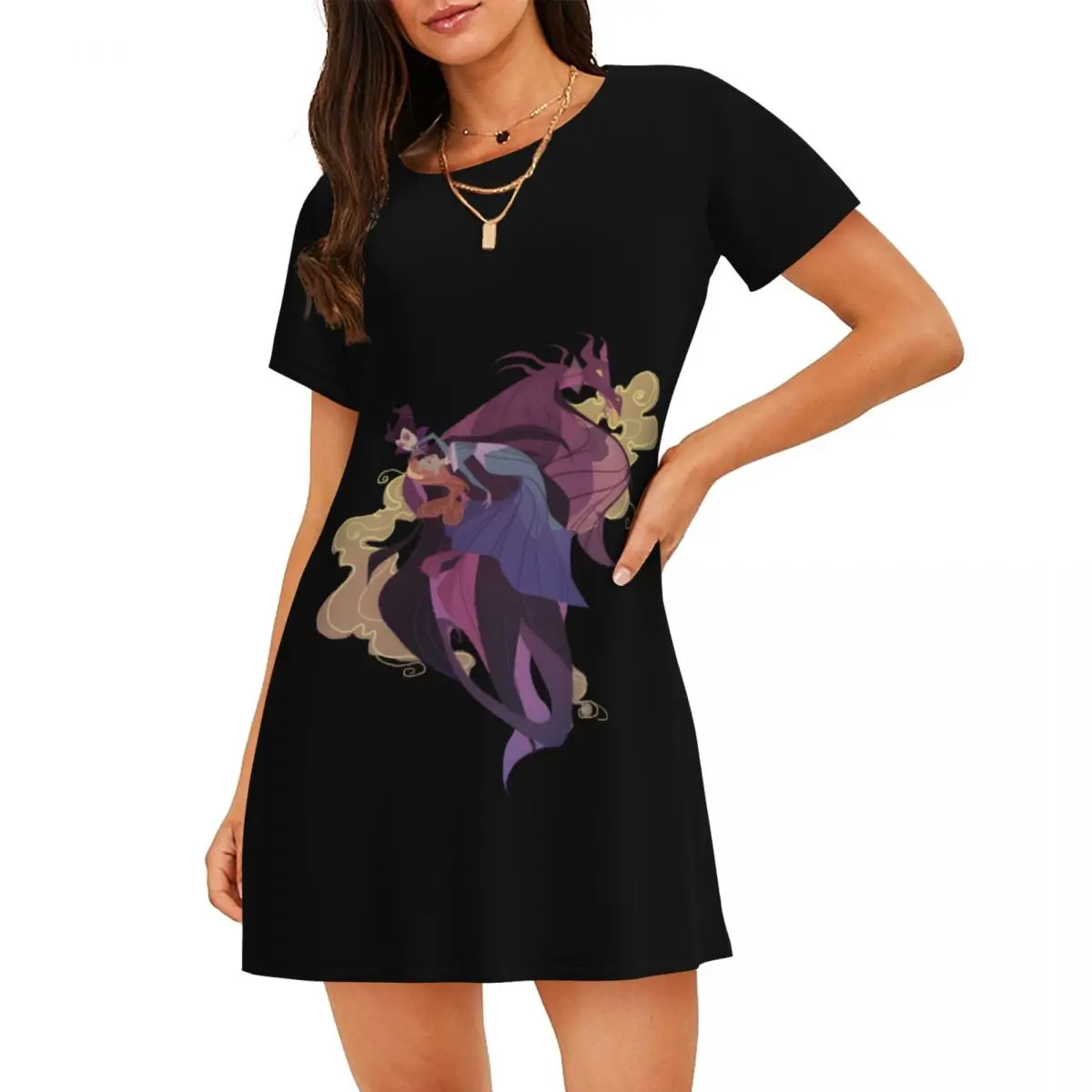 Custom Maleficent Women's Short-Sleeved Nightdress Print Powerful Witch Short Sleeve Nightgowns For Walking Vacations Nightdress
Custom Maleficent Women's Short-Sleeved Nightdress Print Powerful Witch Short Sleeve Nightgowns For Walking Vacations Nightdress