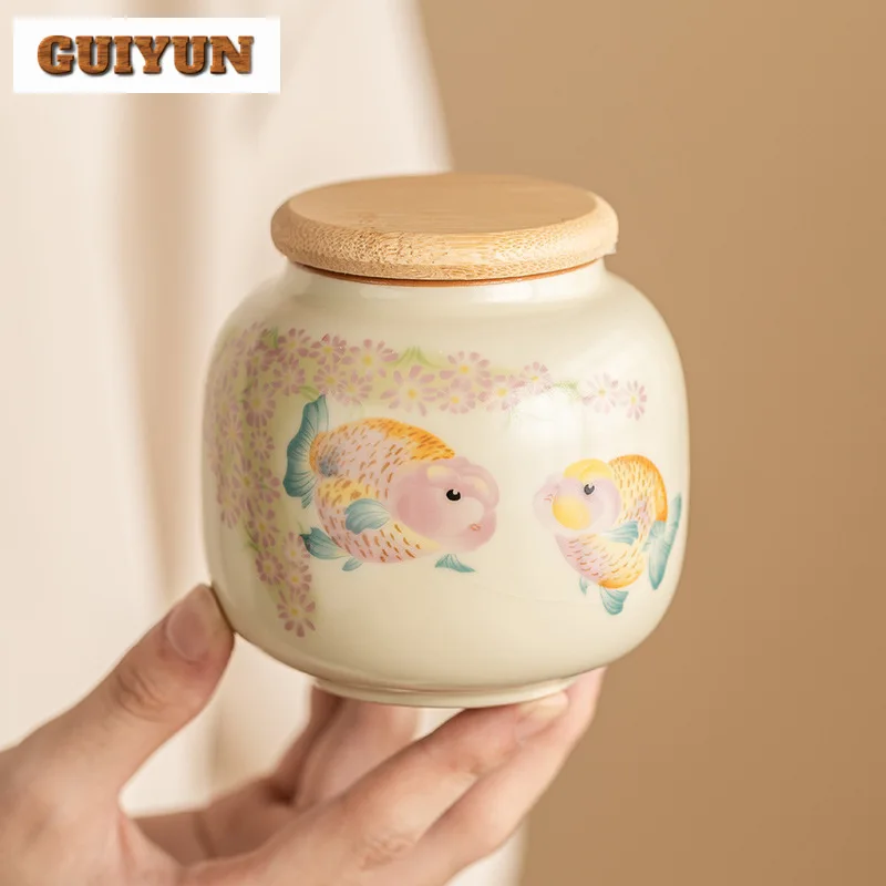 Imitation Song Ru Porcelain Goldfish Tea Box Organizer Moisture-proof Portable Storage Tank Containers Tea Caddy Cafes Ornaments
Imitation Song Ru Porcelain Goldfish Tea Box Organizer Moisture-proof Portable Storage Tank Containers Tea Caddy Cafes Ornaments