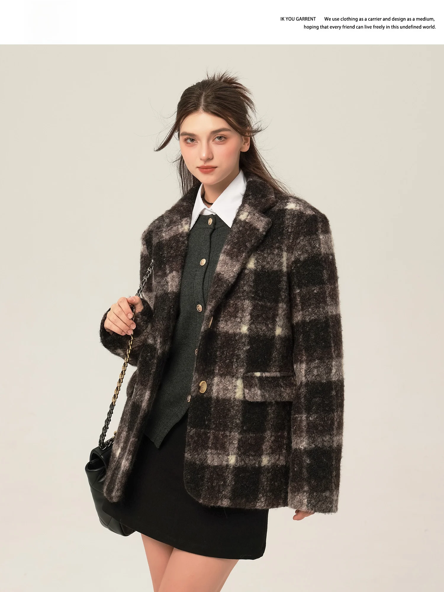 Оригинальный костюм Ikyou Thiened Fce на подкладке с мехом ягненка, женское осенне-зимнее шерстяное пальто в клетку, простой костюм для поездок на работу
Оригинальный костюм Ikyou Thiened Fce на подкладке с мехом ягненка, женское осенне-зимнее шерстяное пальто в клетку, простой костюм для поездок на работу