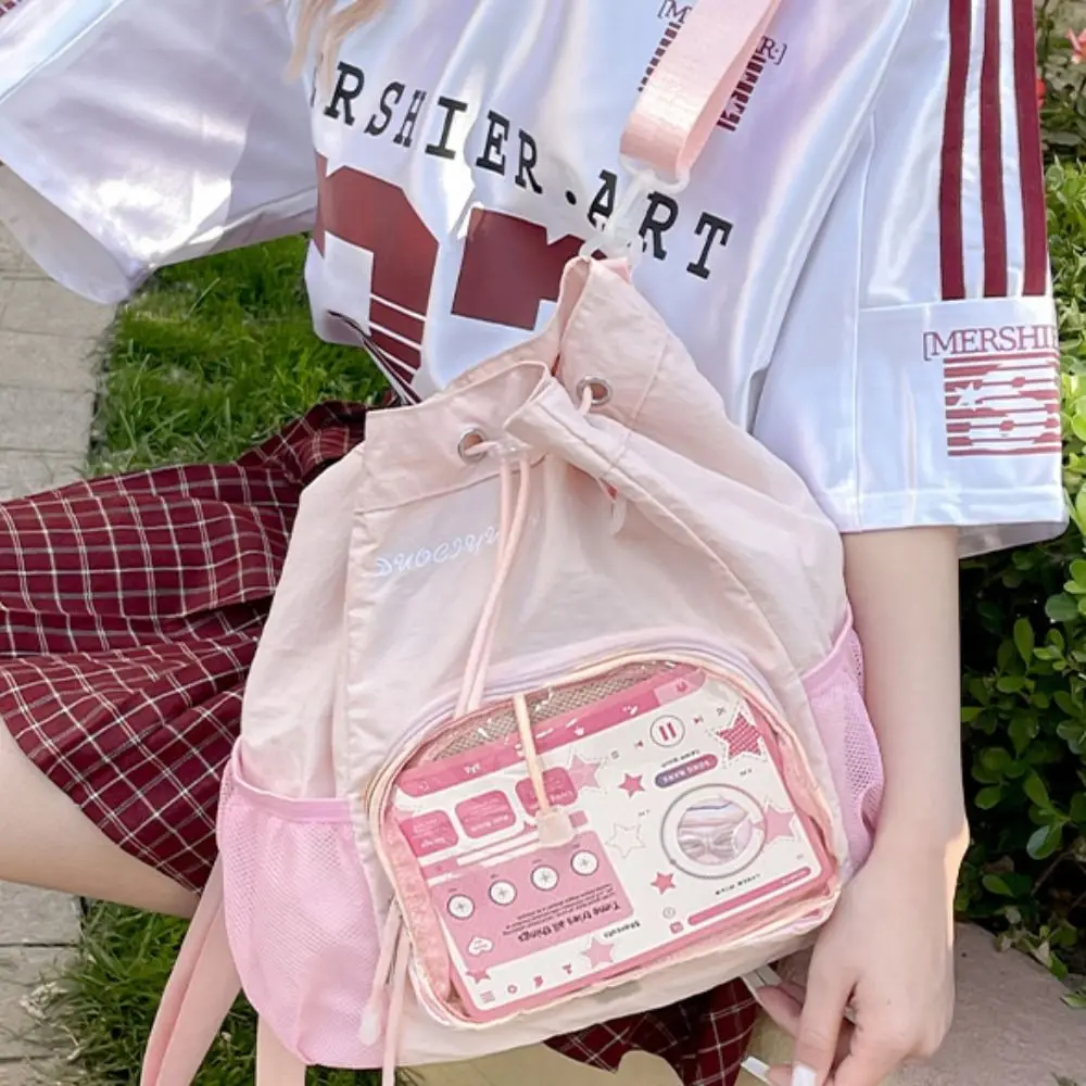 Knapsack Transparent Nylon Drawstring Backpack Lightweight Sweet Casual Ita Backpack Badge Display Harajuku Y2k Schoolbag Girls
Knapsack Transparent Nylon Drawstring Backpack Lightweight Sweet Casual Ita Backpack Badge Display Harajuku Y2k Schoolbag Girls