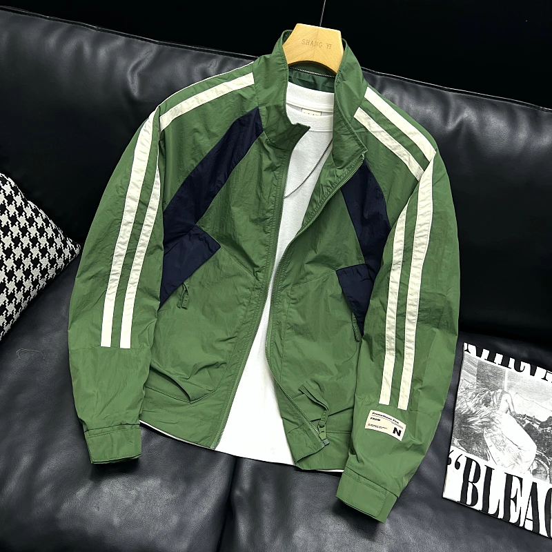 Casual Color Blo Jaet Men's Outerwear Stand Collar Leisure Haome Faion Top Youth Culture Polyester Long Sve
Casual Color Blo Jaet Men's Outerwear Stand Collar Leisure Haome Faion Top Youth Culture Polyester Long Sve