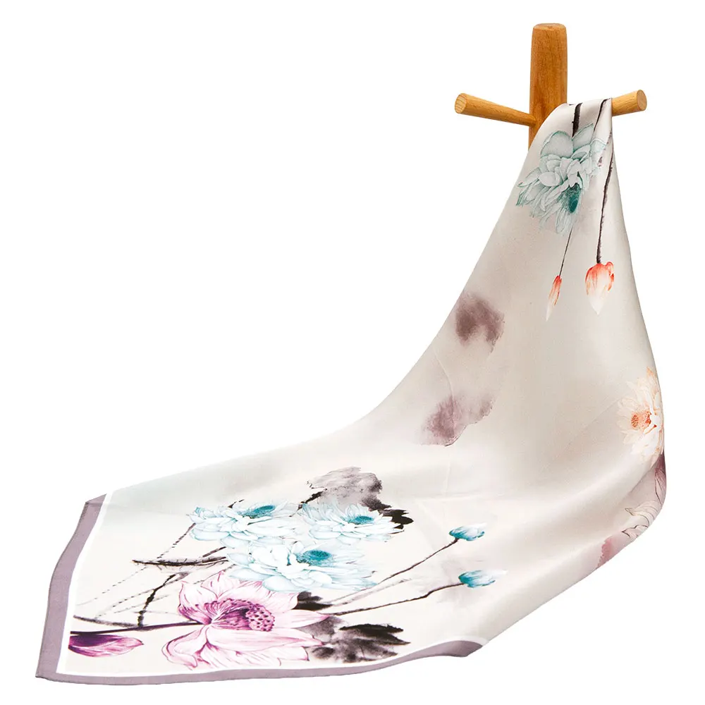53cm Pure Silk Scarf Women Elegant Floral Lotus Print Bandana Ladies Small Square Flower Neckerchief Foulard Echarpe Hair Tie
53cm Pure Silk Scarf Women Elegant Floral Lotus Print Bandana Ladies Small Square Flower Neckerchief Foulard Echarpe Hair Tie