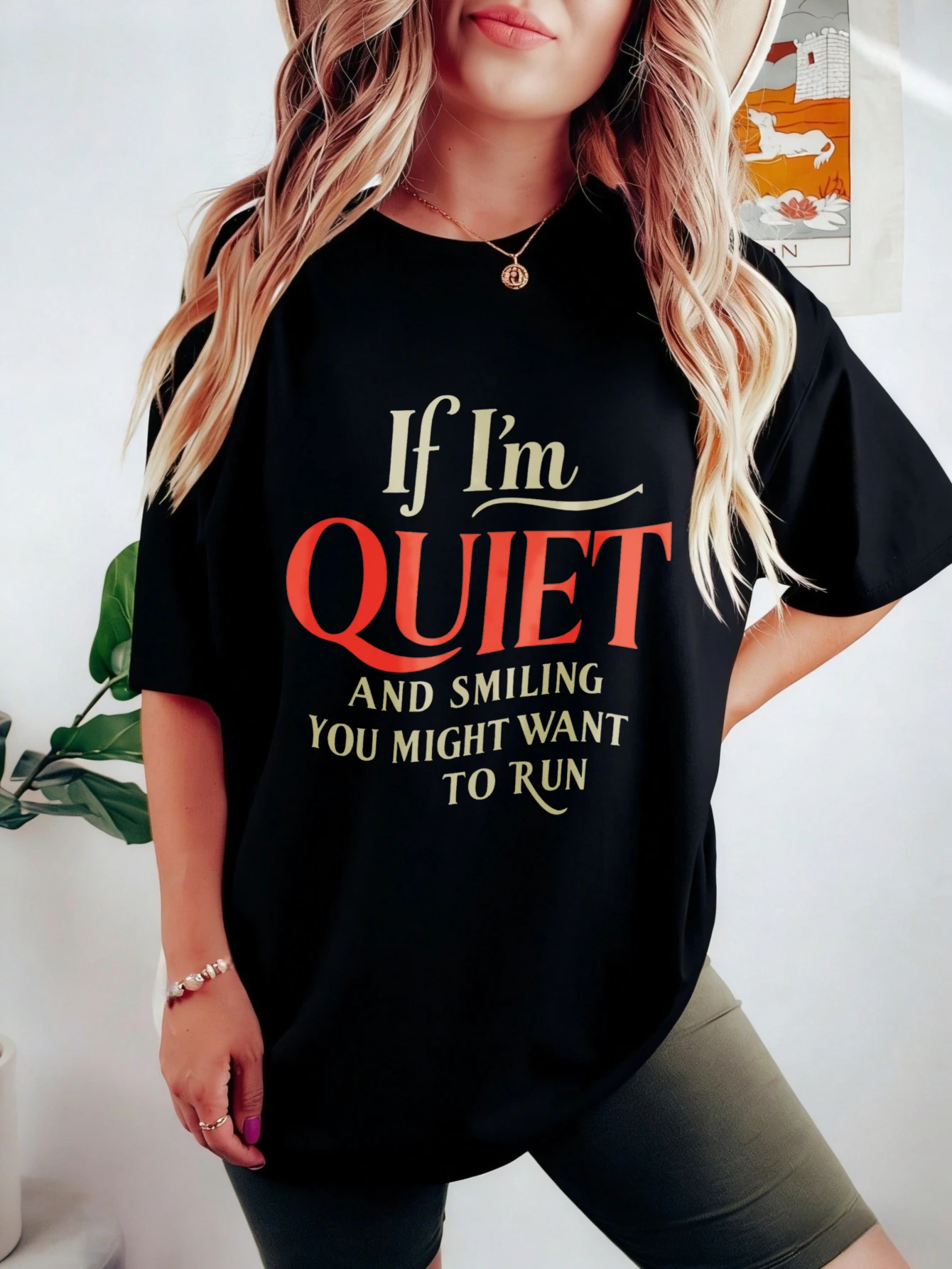 Women T Shirts Funny Printed If I'm Quiet & Smiling You Might Want To Run Cotton Oversized Short Sleeve Casual Summer Tshirt
Women T Shirts Funny Printed If I'm Quiet & Smiling You Might Want To Run Cotton Oversized Short Sleeve Casual Summer Tshirt