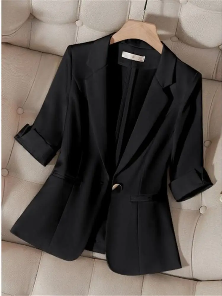 Black Mid-Sleeve Suit Jacket Women's Summer New Style Thin Casual High-End Feel Small Size Lady's -Suit Lightweight Coat
Black Mid-Sleeve Suit Jacket Women's Summer New Style Thin Casual High-End Feel Small Size Lady's -Suit Lightweight Coat