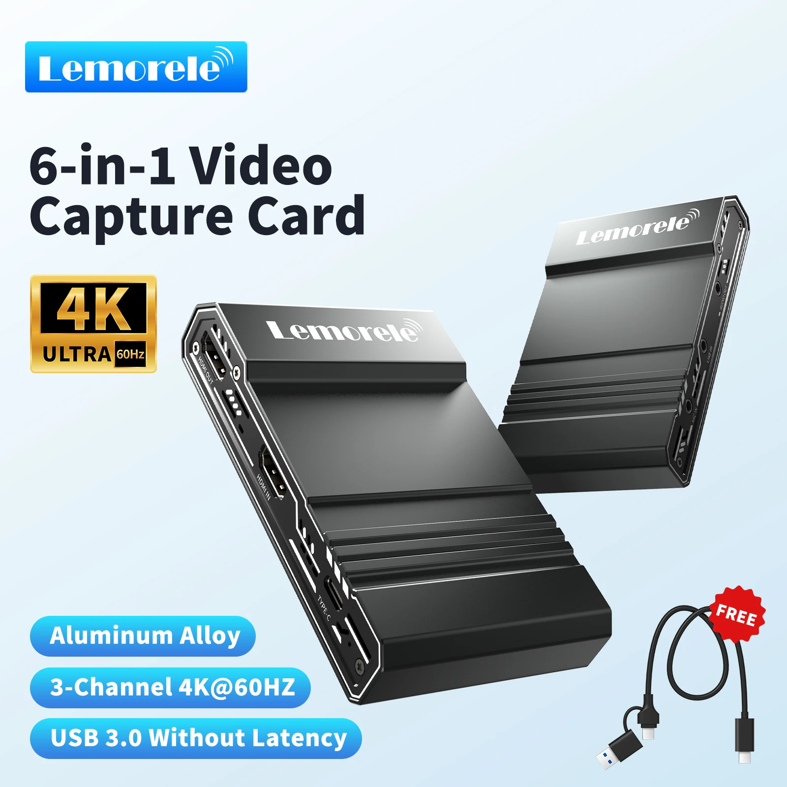 Lemorele HDMI Video Capture Card 4K 60HZ HDMI to Type-C/HDMI Loop Out Video Grabber for Camera Live Streaming/Teaching/Meeting
Lemorele HDMI Video Capture Card 4K 60HZ HDMI to Type-C/HDMI Loop Out Video Grabber for Camera Live Streaming/Teaching/Meeting