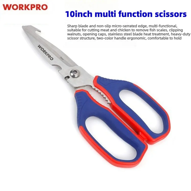 Workpro 10 Inch Multi-functional Scissors for Home Use Kitchen Electricians and Specialized Multi-purpose Bottle Opener Cutting