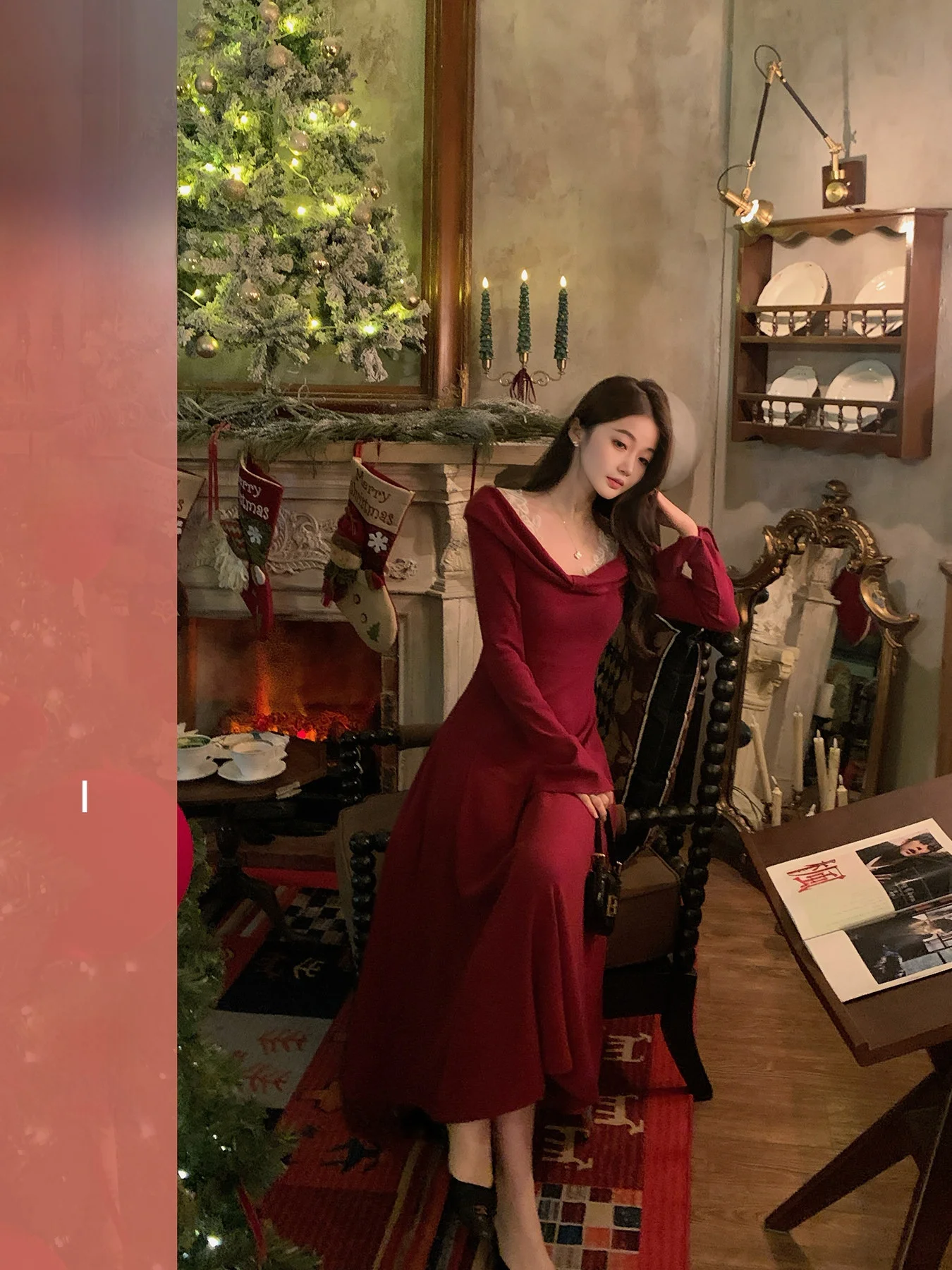 Huangzuozuo Lace V-Neck Knitted Dress Women's Long Skirt Winter Fashion Business Casual City Commute Polyester Fiber Dress
Huangzuozuo Lace V-Neck Knitted Dress Women's Long Skirt Winter Fashion Business Casual City Commute Polyester Fiber Dress