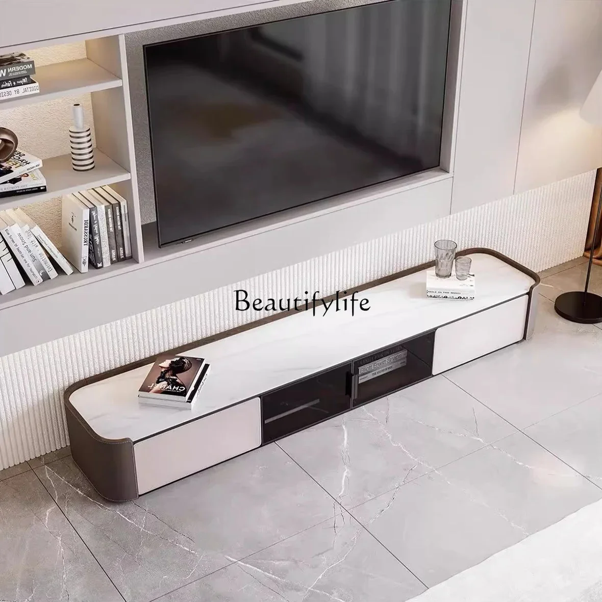 04Italian minimalist saddle leather TV cabinet modern simple living room small apartment rock slab low cabinet
04Italian minimalist saddle leather TV cabinet modern simple living room small apartment rock slab low cabinet