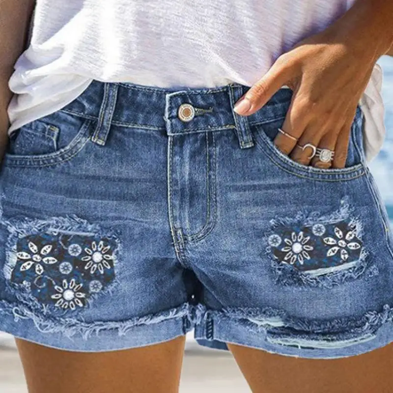 New Women's Hot Jeans Slimming Summer New Ripped Denim Shorts Women's Personalized Street Printed Patch Denim Jeans
New Women's Hot Jeans Slimming Summer New Ripped Denim Shorts Women's Personalized Street Printed Patch Denim Jeans