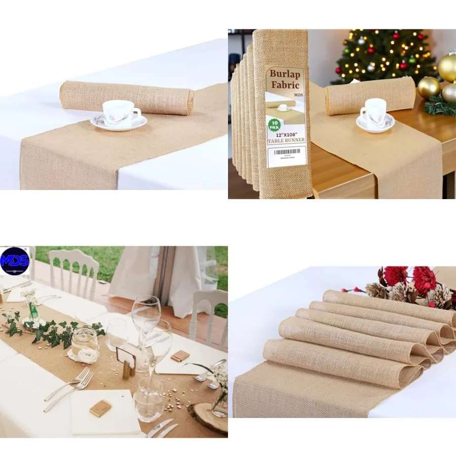 Pack of 10 Natural Burlap Table Runner,,Jute Vtage Rustic Farmhouse Boho Table Decor for Weddg Reception, Dg Table, Bridal Show
Pack of 10 Natural Burlap Table Runner,,Jute Vtage Rustic Farmhouse Boho Table Decor for Weddg Reception, Dg Table, Bridal Show