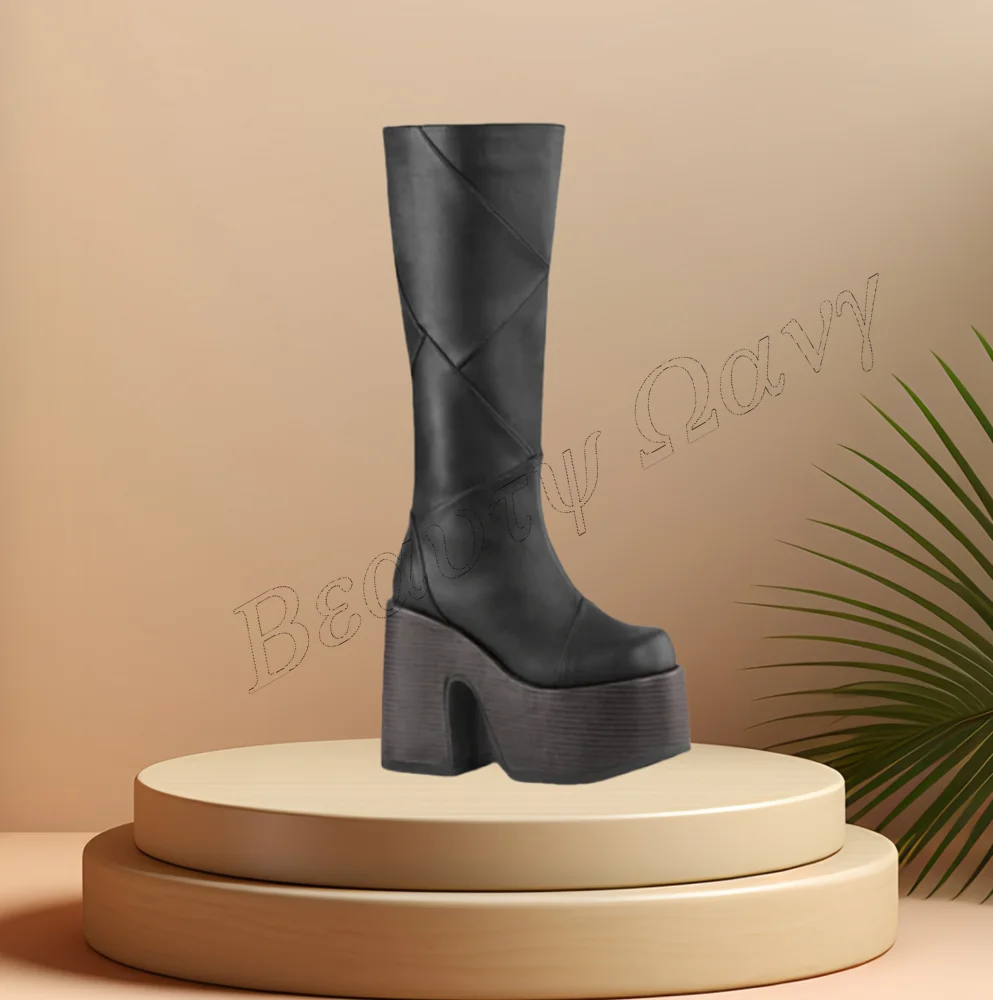 Black Back Zipper Punk Boots Platform Thick Heel Round Toe High Heel Shoes for Women Leather High Heels 2024 Zapatos Para Mujere
Black Back Zipper Punk Boots Platform Thick Heel Round Toe High Heel Shoes for Women Leather High Heels 2024 Zapatos Para Mujere