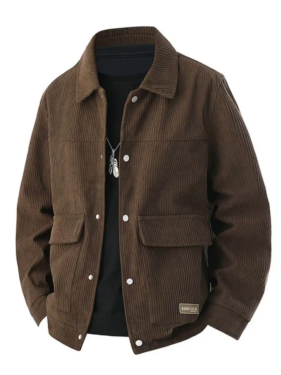 Men's Corduroy Jaet Trendy Pure Color Turn-down Collar Workwear Coat Autumn Winter Faionable Men's Outerwear Casual Sle
Men's Corduroy Jaet Trendy Pure Color Turn-down Collar Workwear Coat Autumn Winter Faionable Men's Outerwear Casual Sle