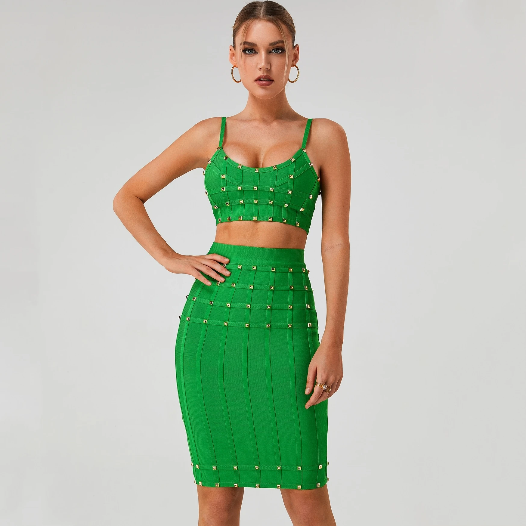 Summer New Arrivals Women Sleeveless Fashion Bandage Two-Pieces Sexy Mini Tops Sheath Skirt Evening Party Suit
Summer New Arrivals Women Sleeveless Fashion Bandage Two-Pieces Sexy Mini Tops Sheath Skirt Evening Party Suit