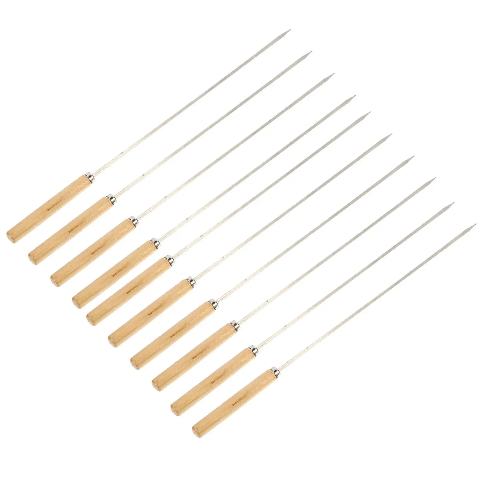 10pcs Stainless Steel BBQ Skewers Grilling Kebab Roasting Vegetables Durable Wood Handle Small Space Party Camping
10pcs Stainless Steel BBQ Skewers Grilling Kebab Roasting Vegetables Durable Wood Handle Small Space Party Camping