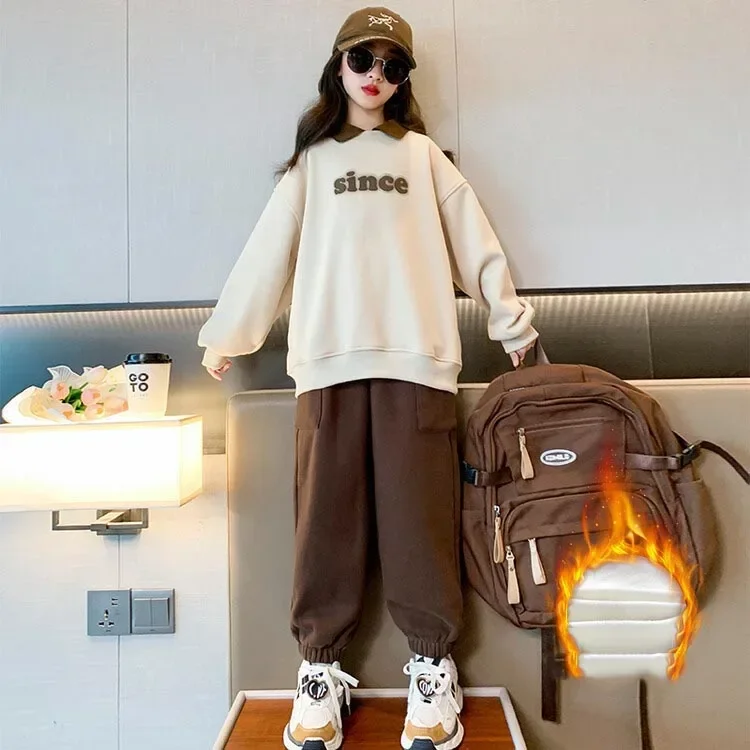 2023 Korean Autumn Winter Children Girl Thicken Tracksuit Teenager Girl Polo Sweatshirt+Sport Pants Sport Suit For Girl 4-12Yrs
2023 Korean Autumn Winter Children Girl Thicken Tracksuit Teenager Girl Polo Sweatshirt+Sport Pants Sport Suit For Girl 4-12Yrs