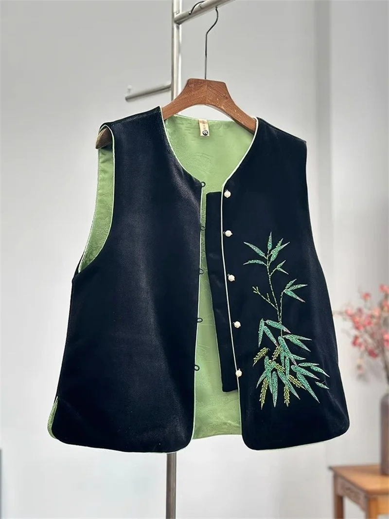 Women's Jackets Women's Vest Velvet Buckle Women Wear National Style Embroidery Spring and Autumn High-end Vest on Both Sides
Women's Jackets Women's Vest Velvet Buckle Women Wear National Style Embroidery Spring and Autumn High-end Vest on Both Sides