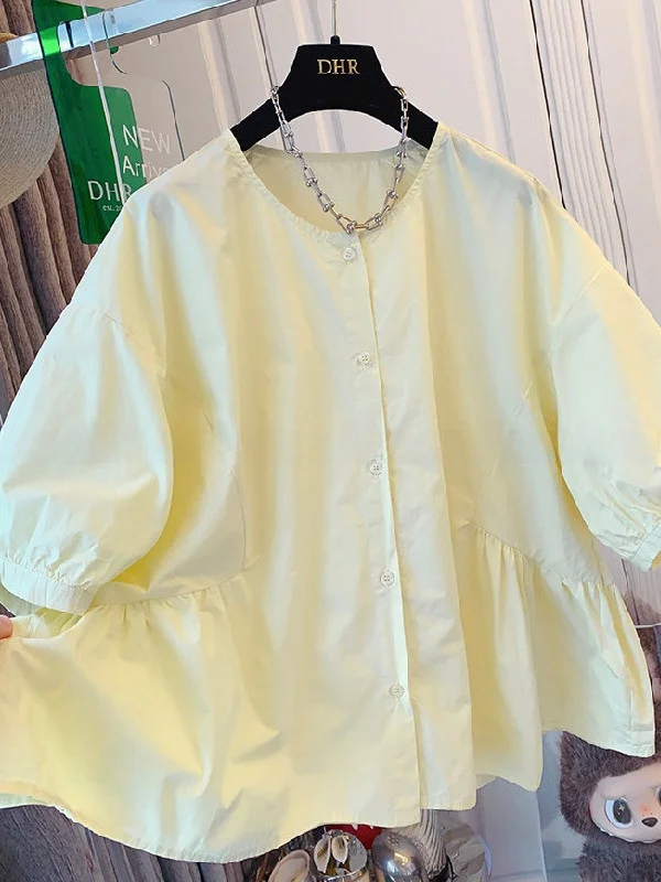 plus Size Women's Summer Shirt round Neck Casual Thin Breathable Bubble Sleeve Sweet Anti-Aging Cotton Blend Casual Blouse
plus Size Women's Summer Shirt round Neck Casual Thin Breathable Bubble Sleeve Sweet Anti-Aging Cotton Blend Casual Blouse