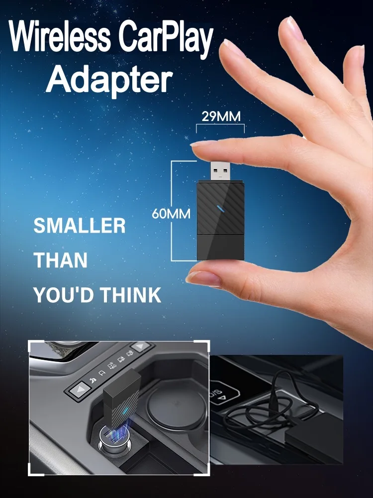 Wireless CarPlay Adapter USB Plug and Play Dongle For Audi For Porsche For Land Rover For Volvo For Skoda for Honda for Ford
Wireless CarPlay Adapter USB Plug and Play Dongle For Audi For Porsche For Land Rover For Volvo For Skoda for Honda for Ford