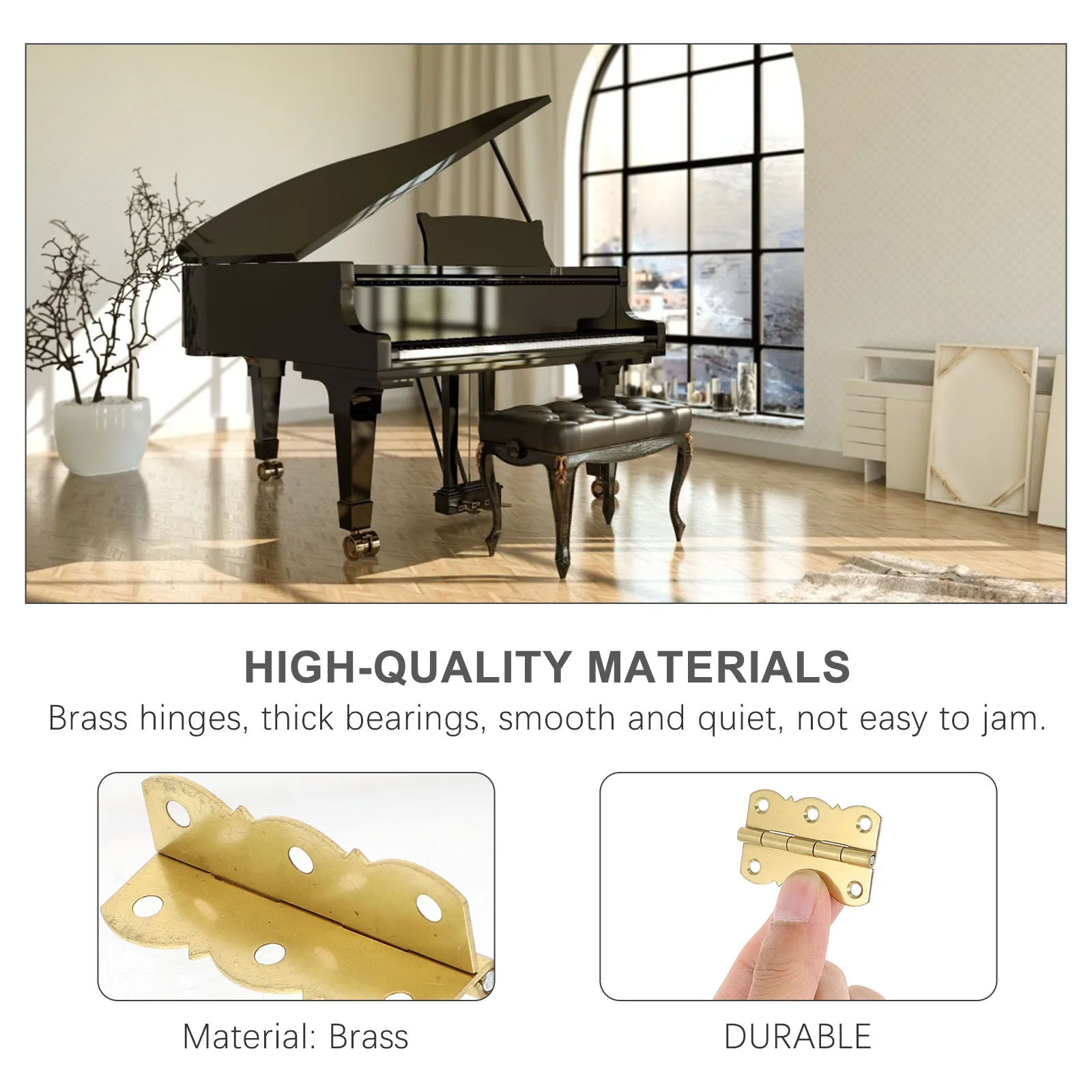2pcs Brass Hinges for Piano Music Stand Bookshelf Cabinet Door Smooth Quiet Durable Anti Rust Treatment Furniture Hardware
2pcs Brass Hinges for Piano Music Stand Bookshelf Cabinet Door Smooth Quiet Durable Anti Rust Treatment Furniture Hardware