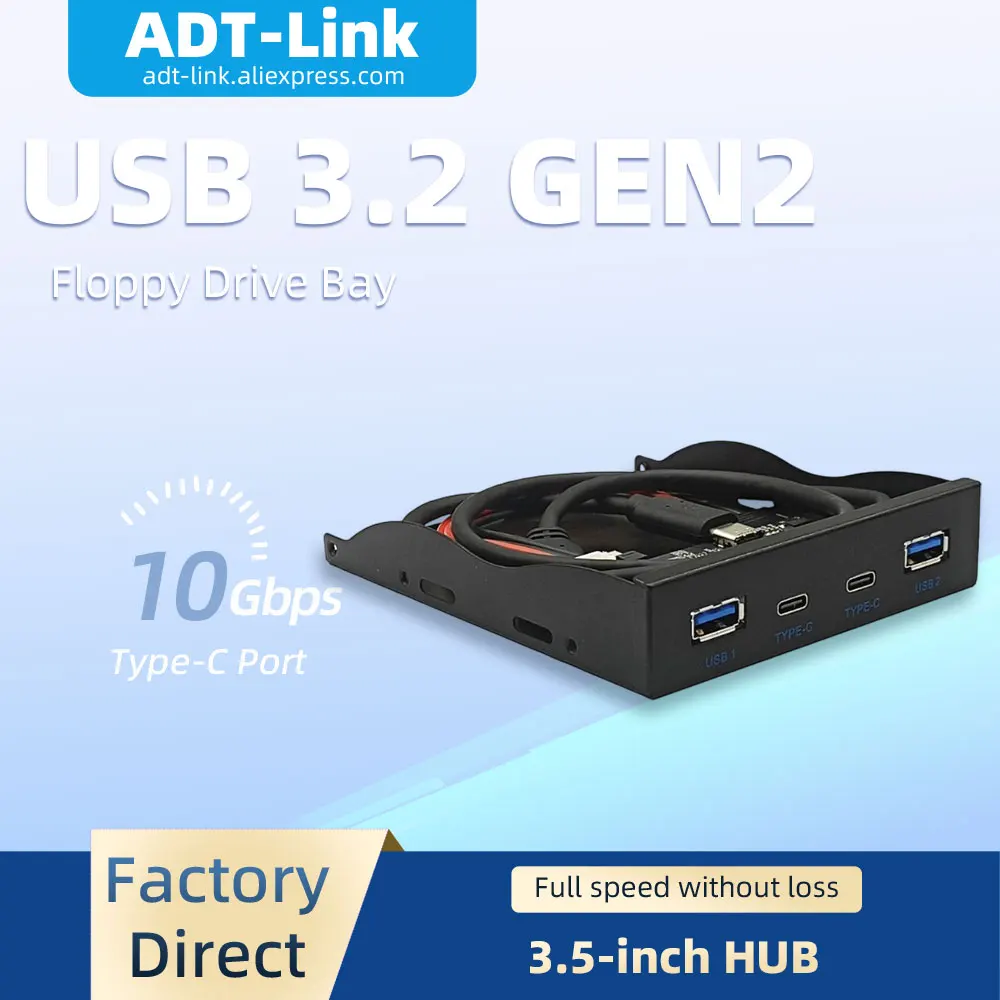 Floppy Drive Bay USB3.2 Gen2 Hub 19PIN Header to Type-C Port 10Gbps Reversible Plug Desktop Front Panel 3.5 Inch
Floppy Drive Bay USB3.2 Gen2 Hub 19PIN Header to Type-C Port 10Gbps Reversible Plug Desktop Front Panel 3.5 Inch