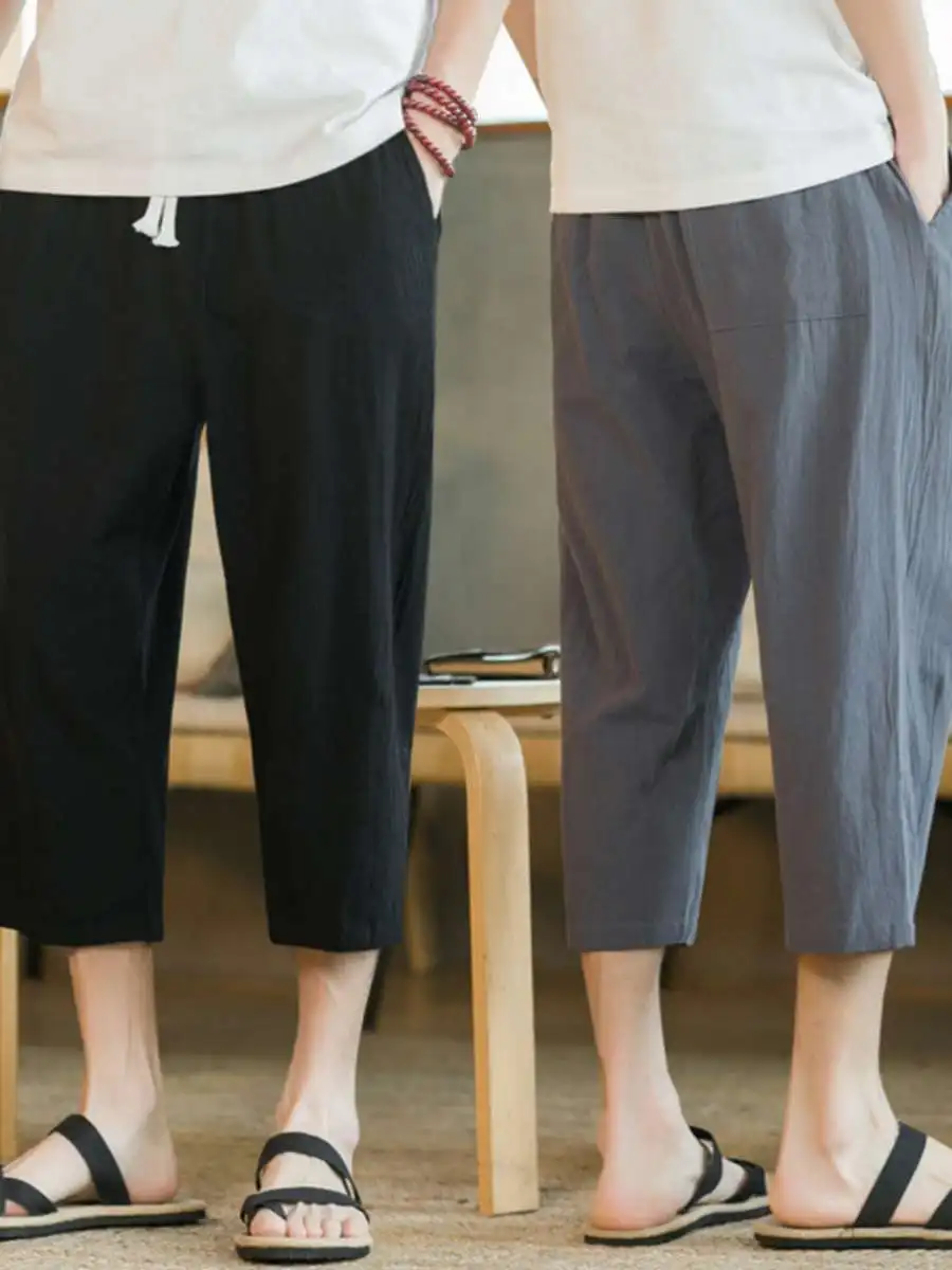 Мужские универсальные льняные повседневные брюки свободного кроя, весна-лето, с высокой талией, из тонкого материала, прямые штанины
Мужские универсальные льняные повседневные брюки свободного кроя, весна-лето, с высокой талией, из тонкого материала, прямые штанины