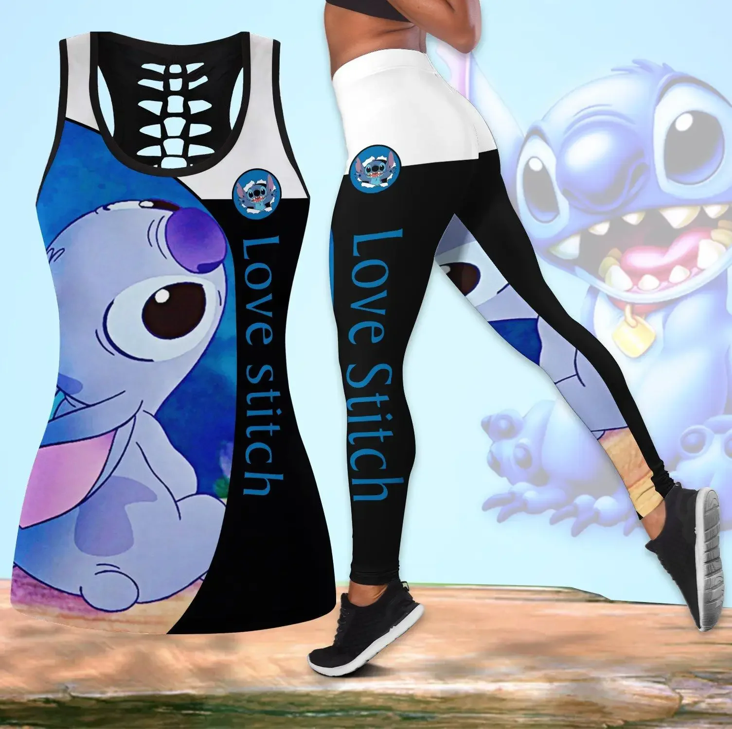 New Stitch Women's Book Hollow Vest + Women's Leggings Yoga Suit Fitness Leggings Sports Suit Disney Tank Top Legging Set Outfit
New Stitch Women's Book Hollow Vest + Women's Leggings Yoga Suit Fitness Leggings Sports Suit Disney Tank Top Legging Set Outfit