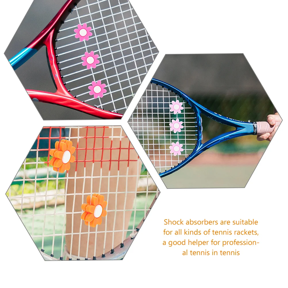 7pcs Tennis Racket Dampener Vibration Reducer Shock Absorber Flower Shape Lightweight Durable Long Lasting Easy Install for All
7pcs Tennis Racket Dampener Vibration Reducer Shock Absorber Flower Shape Lightweight Durable Long Lasting Easy Install for All