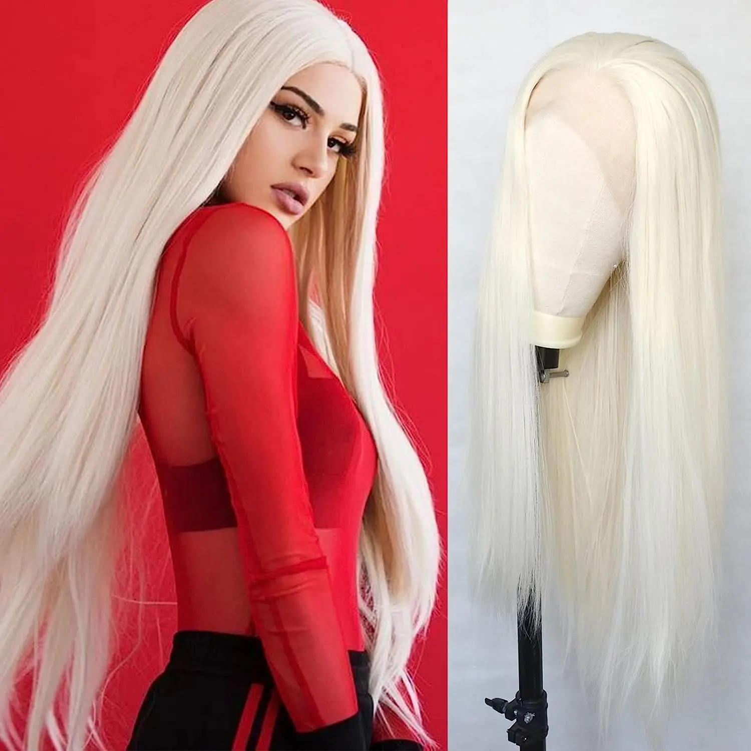 Platinum Blonde Lace Front Wigs Synthetic Light Blonde Long Straight Natural Half Hand Tied Replacement Wigs for Women Heat Resi
Platinum Blonde Lace Front Wigs Synthetic Light Blonde Long Straight Natural Half Hand Tied Replacement Wigs for Women Heat Resi