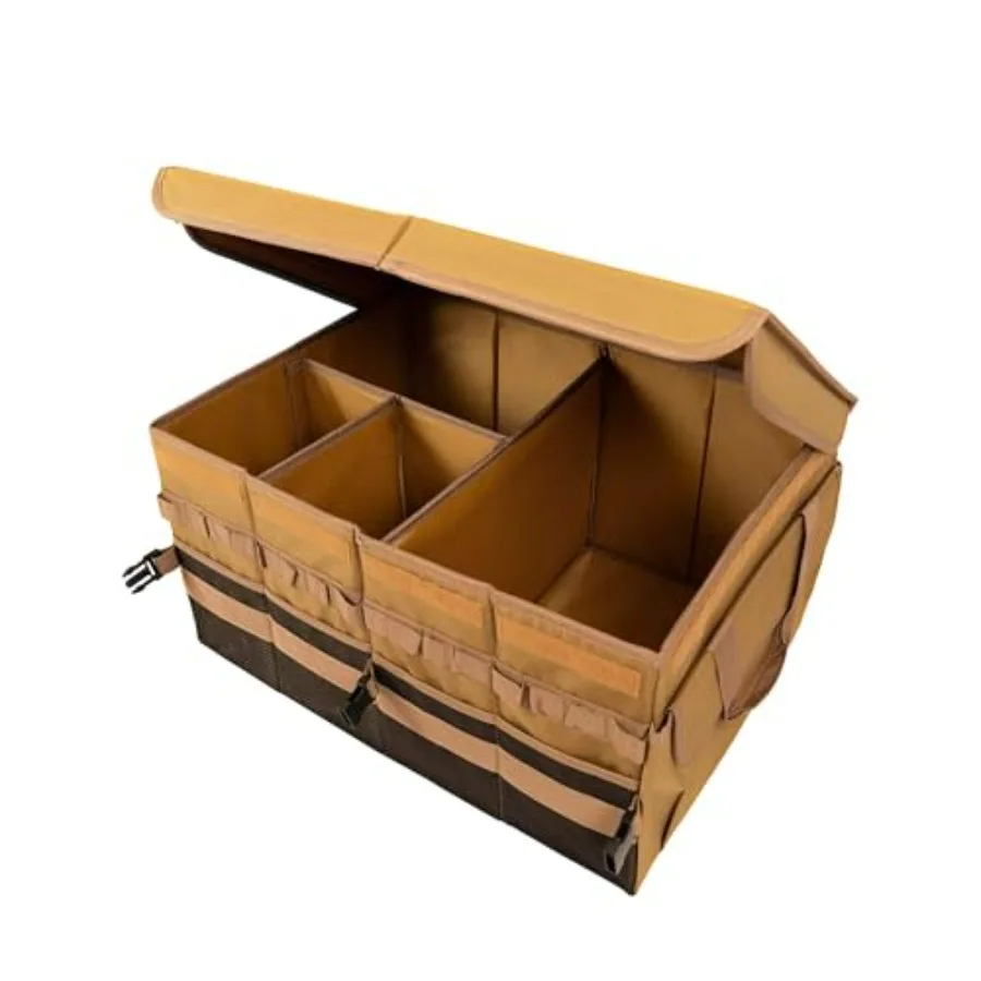 Органайзер для багажника внедорожника, органайзер для грузового отсека, органайзер для посуды для кемпинга, большой коричневый ящик из полиэстера 1680D Oxford
Органайзер для багажника внедорожника, органайзер для грузового отсека, органайзер для посуды для кемпинга, большой коричневый ящик из полиэстера 1680D Oxford