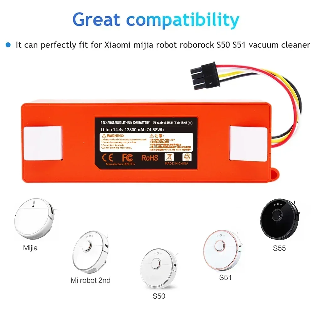 Запасная батарея для робота-пылесоса Xiaomi Roborock S55 S60 S65 S50 S51 S5 MAX S6, 14,4 В, 12800 мАч, запчасти
Запасная батарея для робота-пылесоса Xiaomi Roborock S55 S60 S65 S50 S51 S5 MAX S6, 14,4 В, 12800 мАч, запчасти