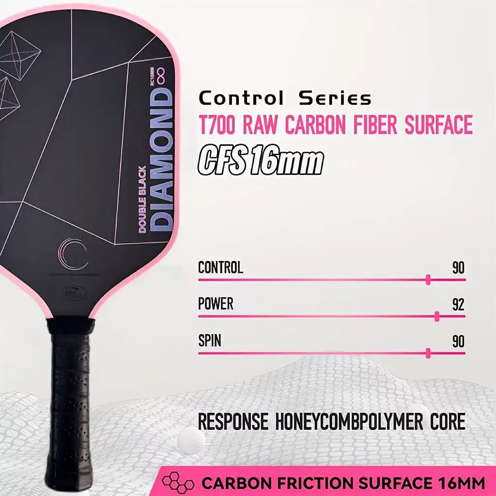 Double Black Diamond Pickleball Paddle 16 мм, черная матовая поверхность из углеродного волокна T700, хорошая вращающаяся производительность
Double Black Diamond Pickleball Paddle 16 мм, черная матовая поверхность из углеродного волокна T700, хорошая вращающаяся производительность