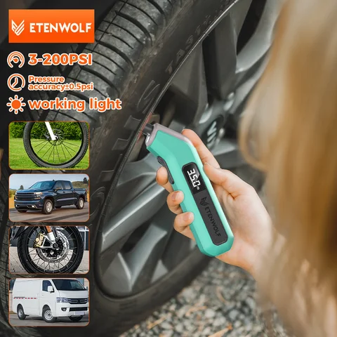 ETENWOLF T300 Digital Tire Pressure Gauge 3-200 PSI Calibrated to ANSI B40.7 Grade 2A Industrial Tire Gauge 3A Batteries
