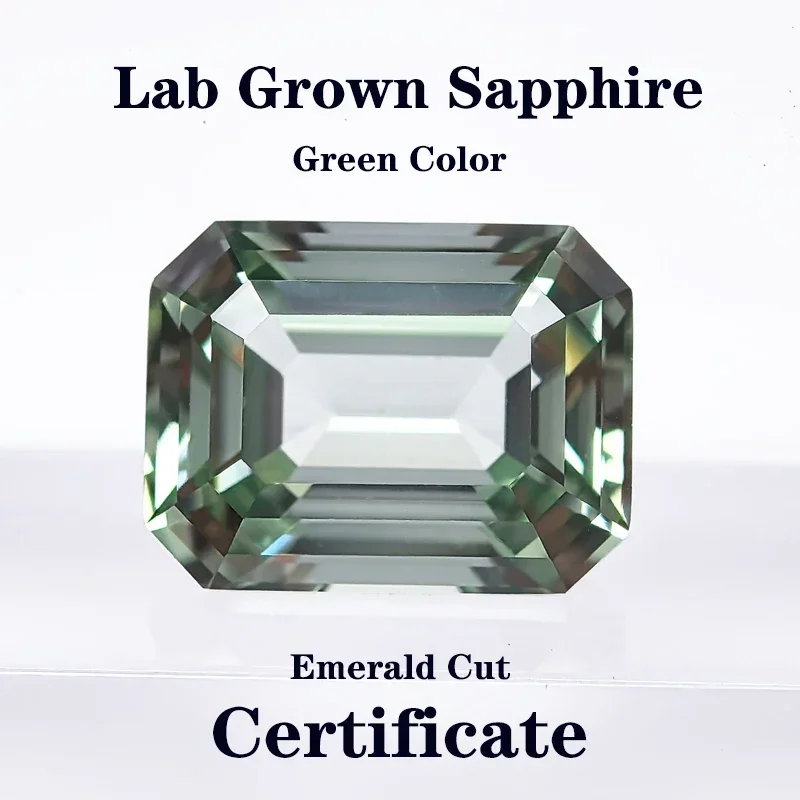 Wholesale Green Color Emerald Cut Lab Grown Sapphire Charms Gemstone DIY Ring Necklace Earrings Main Materials with Certificate
Wholesale Green Color Emerald Cut Lab Grown Sapphire Charms Gemstone DIY Ring Necklace Earrings Main Materials with Certificate