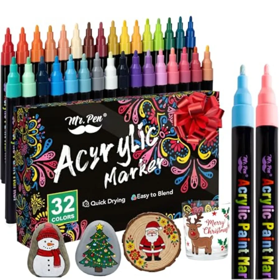 - Acrylic Paint Markers, 32 pcs, Colorful, Acrylic Paint Pens for Rocks, Wood, Canvas, Stone, Glass, Ceramic Surfaces
- Acrylic Paint Markers, 32 pcs, Colorful, Acrylic Paint Pens for Rocks, Wood, Canvas, Stone, Glass, Ceramic Surfaces