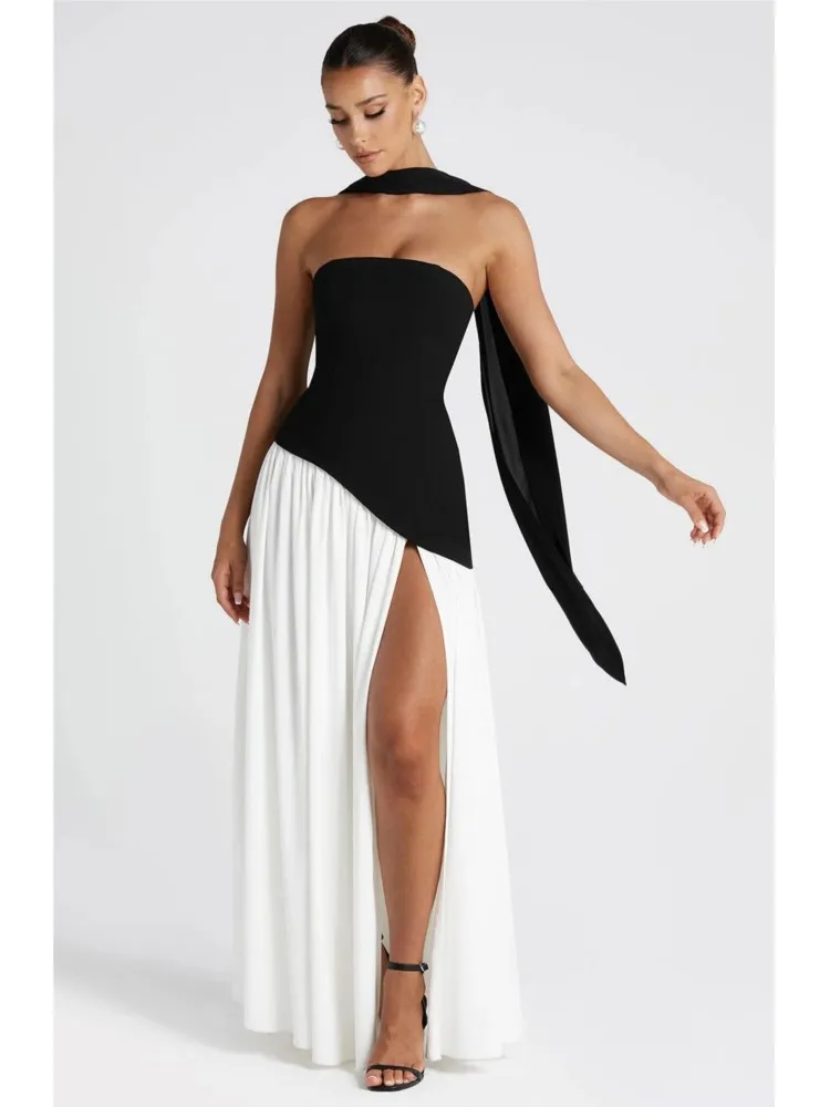 Spring Summer Women's Sexy Long Dress, Solid Color Tube Top High Slit Dress, Backless Strappy Elegant Party Dress
Spring Summer Women's Sexy Long Dress, Solid Color Tube Top High Slit Dress, Backless Strappy Elegant Party Dress