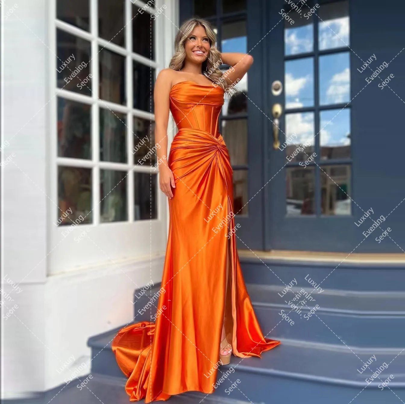 Simple Woman's Evening Dresses Sweethrart Sleeveless Lace Up Backless Sexy Side Split Formal Celebrity Prom Gowns Vestidos 2024
Simple Woman's Evening Dresses Sweethrart Sleeveless Lace Up Backless Sexy Side Split Formal Celebrity Prom Gowns Vestidos 2024