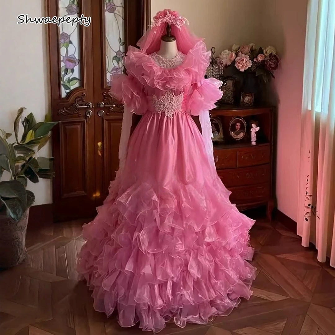 Vintage Victorican Pink Wedding Dress Ruffles Organza Bridal Gowns Lace Appliques Long Sleeves Empire Waist Vestidos Customized
Vintage Victorican Pink Wedding Dress Ruffles Organza Bridal Gowns Lace Appliques Long Sleeves Empire Waist Vestidos Customized