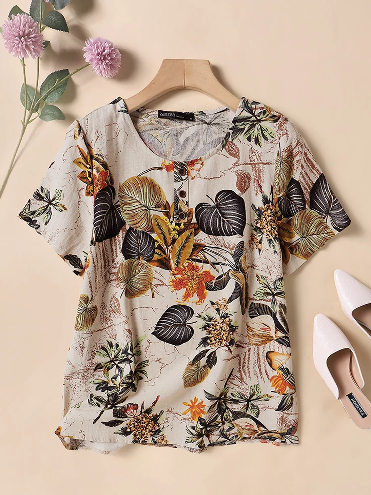 ZANZEA 2025 Summer Women Cotton Shirt Fashion Floral Printed Tops Kaftan Chemise Short Sleeve Blouses Causal O-neck Tunic Blusas
ZANZEA 2025 Summer Women Cotton Shirt Fashion Floral Printed Tops Kaftan Chemise Short Sleeve Blouses Causal O-neck Tunic Blusas