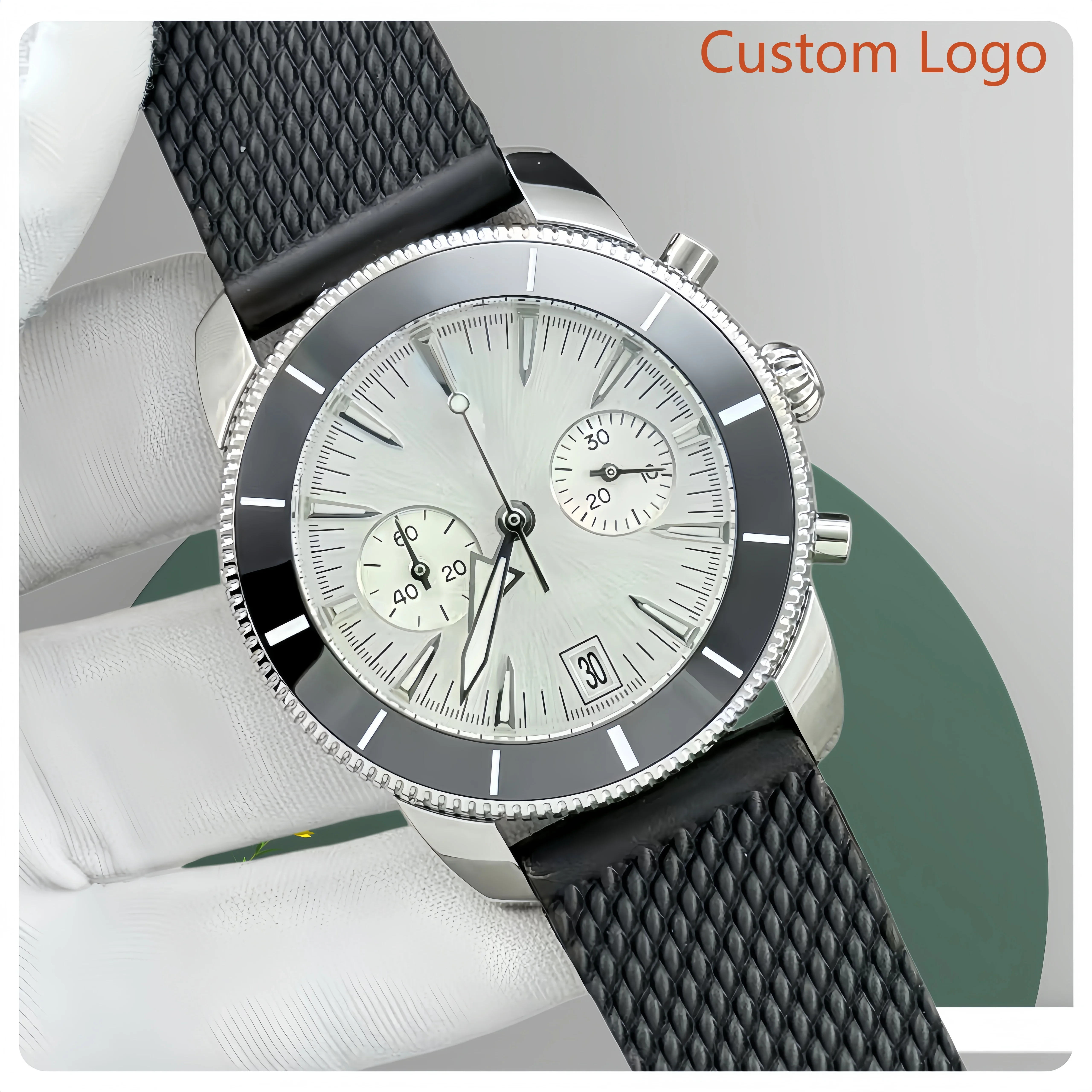 Men Automatic Chronograph Watch Date Display Black Ceramic Bezel Rubber Strap Waterproof Sports Business Male Quartz Customized Watches
Men Automatic Chronograph Watch Date Display Black Ceramic Bezel Rubber Strap Waterproof Sports Business Male Quartz Customized Watches