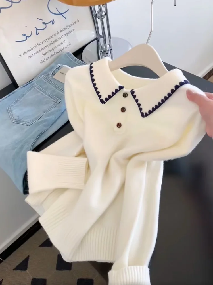 Korean Style Collar Knitted Sweater Women's Winter New Simple High-End Feel Self-Keeping Shoulder Fit Head over Neck Top
Korean Style Collar Knitted Sweater Women's Winter New Simple High-End Feel Self-Keeping Shoulder Fit Head over Neck Top