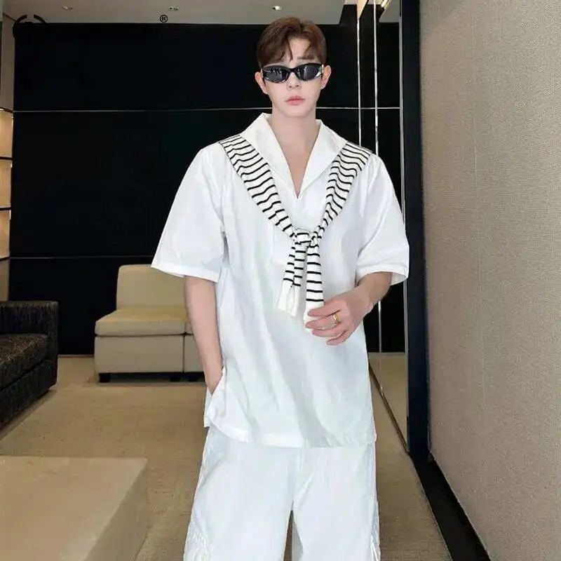 LUZHEN 2026 Summer Original Stripe Scarf Decorate Short Sleeve T-shirts Men's Fashion Handsome Elegant High Quality Tops JY6942
LUZHEN 2026 Summer Original Stripe Scarf Decorate Short Sleeve T-shirts Men's Fashion Handsome Elegant High Quality Tops JY6942