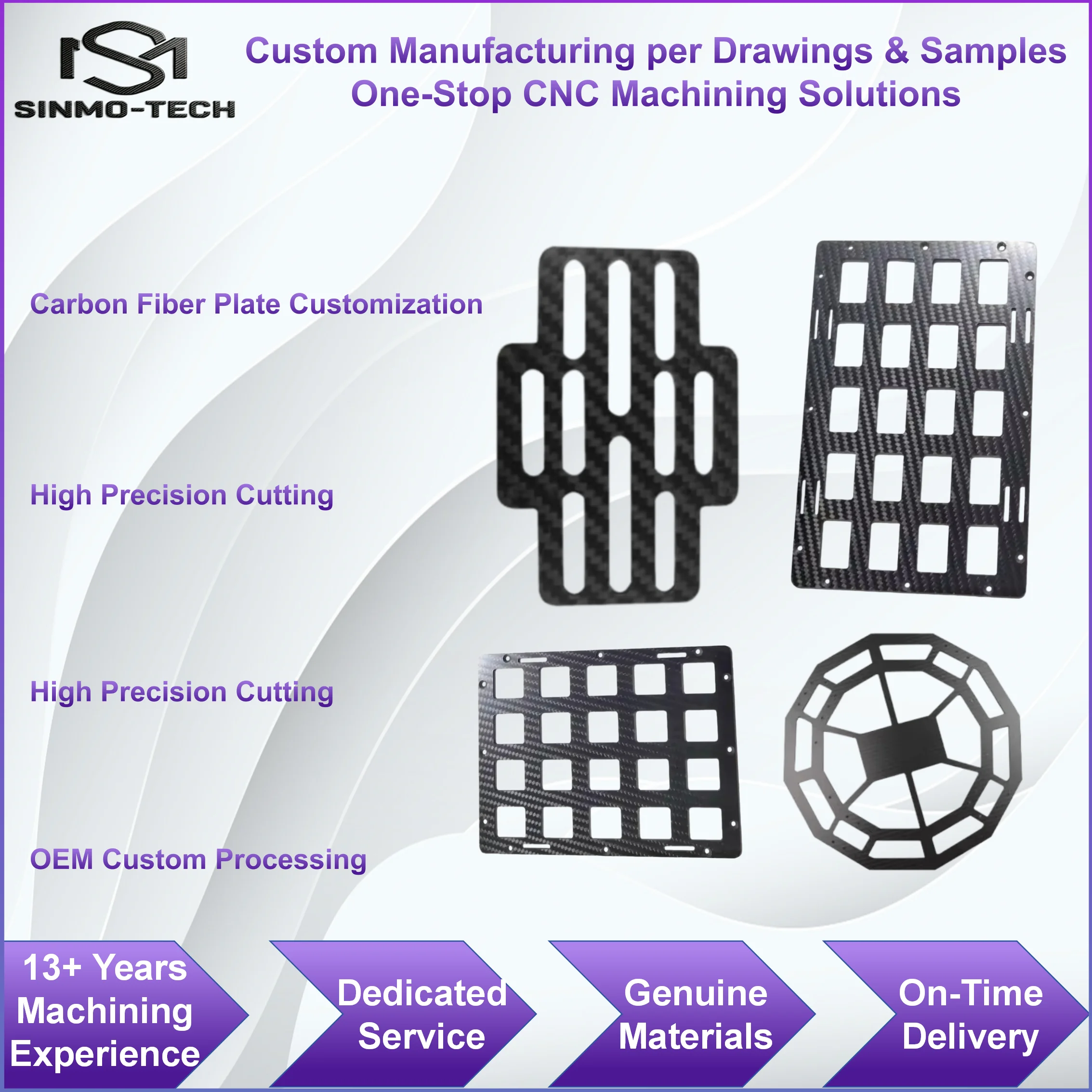 Carbon Fiber Panel Custom Processing Precision Laser Cutting CNC Machining One Piece Prototype Customization
Carbon Fiber Panel Custom Processing Precision Laser Cutting CNC Machining One Piece Prototype Customization