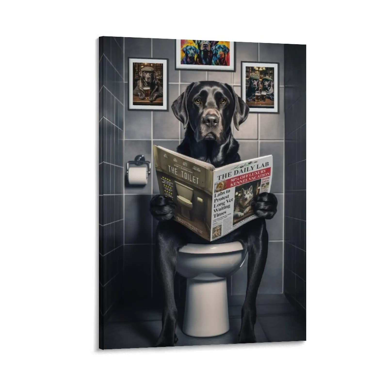 Black Labrador on the Toilet Funny Dog Art Bathroom Canvas Painting aesthetic room decoration decor
Black Labrador on the Toilet Funny Dog Art Bathroom Canvas Painting aesthetic room decoration decor