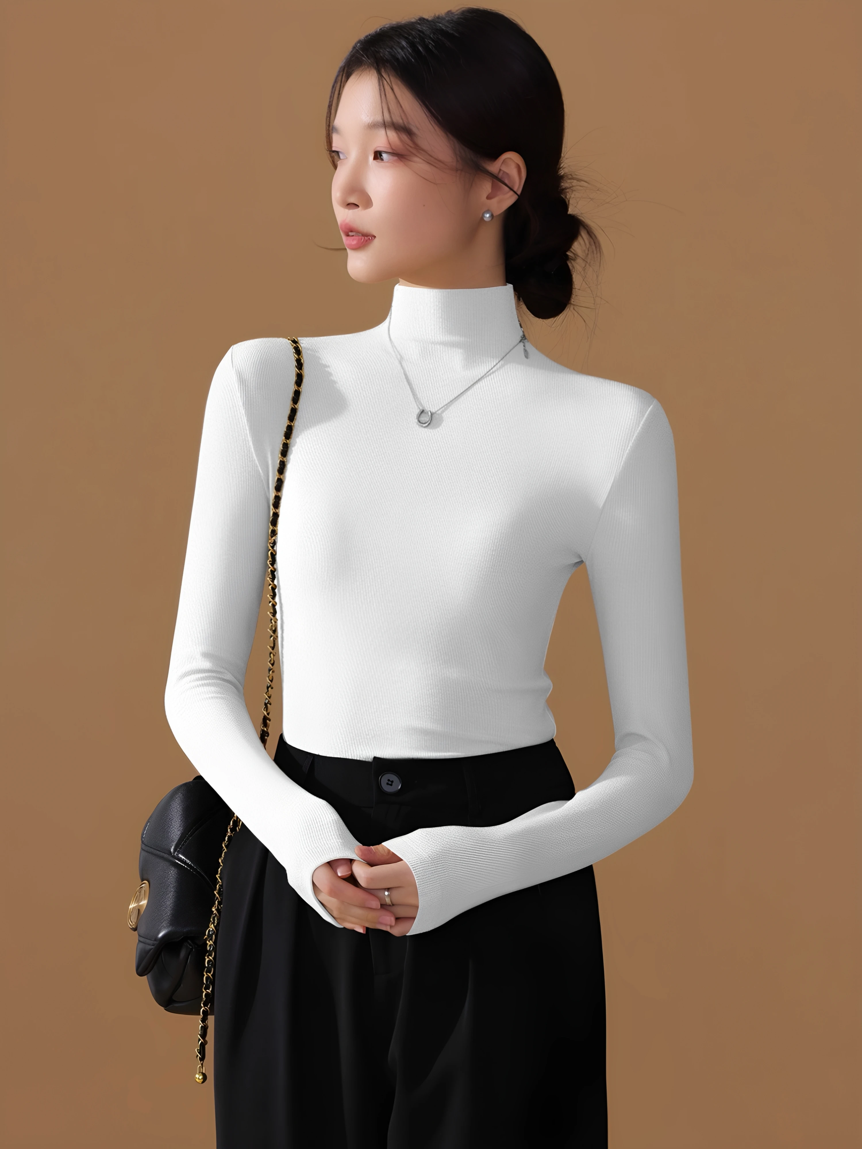 plus Size Women's Fleece Lined Long Sleeve Base Shirt Half High Collar Inner Wear Outer Wear T-Shirt Top for Autumn Winter
plus Size Women's Fleece Lined Long Sleeve Base Shirt Half High Collar Inner Wear Outer Wear T-Shirt Top for Autumn Winter