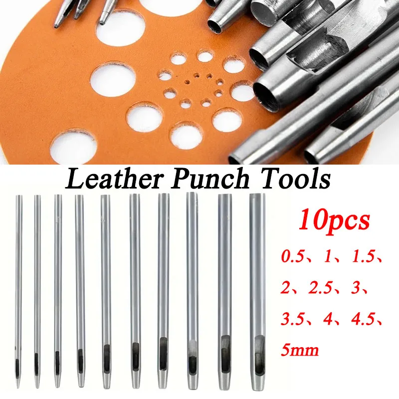 10pcs/Set 0.5-5mm Leather Punch Tools Round Hole Puncher For Watch Band Clothing Leather Straps Craft Supplies Hand Tool
10pcs/Set 0.5-5mm Leather Punch Tools Round Hole Puncher For Watch Band Clothing Leather Straps Craft Supplies Hand Tool